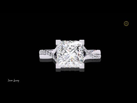 Princess Cut Split Shank Pave Lab Diamond Ring