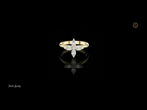 0.41 TCW Luminous Cross Bloom Marquise Moissanite Diamond Ring with Elegant Four Petal Design For Quiet Days