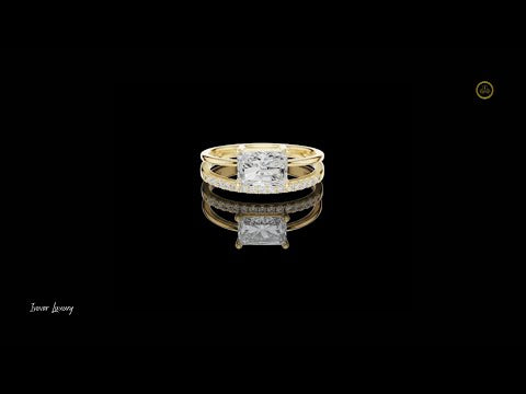 East West Radiant Lab Diamond Double Band Ring With Pave Band