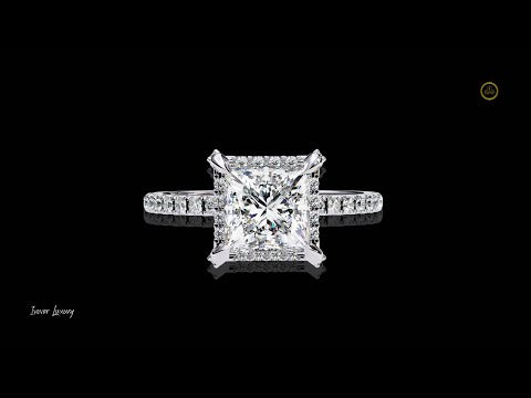 2.03 CT Princess-Cut Halo Lab Grown Diamond Engagement Ring Luxury Sparkle Design by Ivevar Luxury