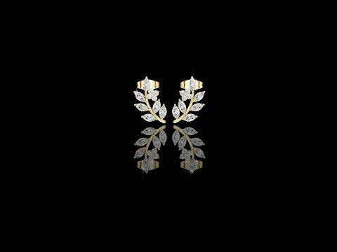 0.65 CT Charming Moissanite Marquise Cut Leaf Climber Earrings Nature Inspired Fine Jewelry