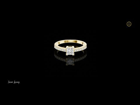 0.40 CT Signature Princess Cut Lab Grown Diamond Solitaire Ring with Pave Side Brilliance For Your Girl