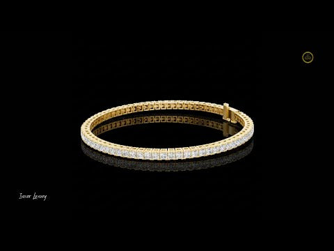 4.56 TCW Timeless Tennis Lab Grown Bracelet Featuring Channel Set Princess Cut Diamonds
