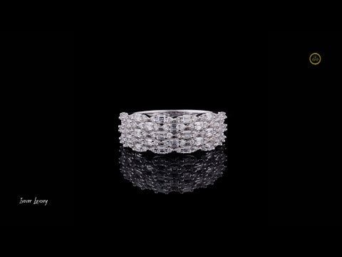 Multi Row Baguette & Round Cut Lab Diamond Wedding Band