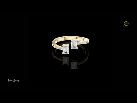 Emerald Cut Lab Diamond Toi et Moi Open Pave Bypass Band