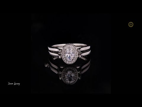0.80 CT Precious Silver Lab Grown Oval Diamond Solitaire Halo Engagement Ring For Her