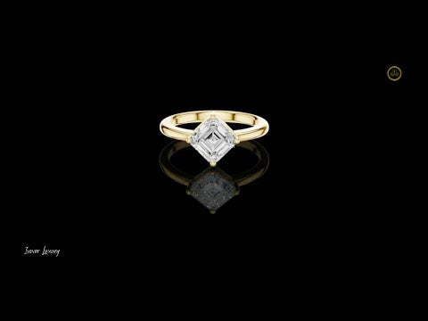 Brilliant Asscher Cut Moissanite Diamond Ring With Classic Setting