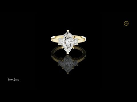1.50 CT Marquise Cut Lab Grown Diamond with Side Emerald Cut Stones Elegant Three Stone Proposal Ring for Her
