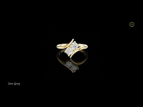 0.60 TCW Sculpted Gold Bypass Ring Featuring Dual Brilliant Lab Grown Diamonds For Mother