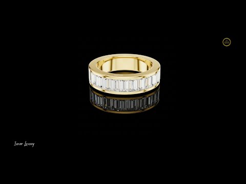 2.20 TCW High Polish Gold Baguette Moissanite Diamond Half Eternity Wedding Band