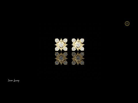 0.33 TCW Starframe Geometric Cluster Stud Moissanite Diamond Earrings with Gold Finish For Gift