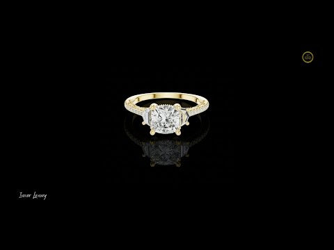 2.00 CT Royal Cushion Cut Lab Diamond Ring with Cadillac Side Stones and Pave Band For Best Friend