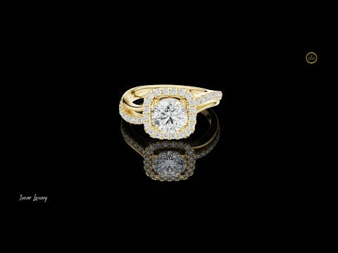 Round Halo Split Shank Lab Grown Diamond Ring