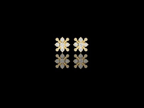 0.33 TCW Orbital Nova Moissanite Diamond Cluster Gold Stud Earrings with Starburst Geometry For Her
