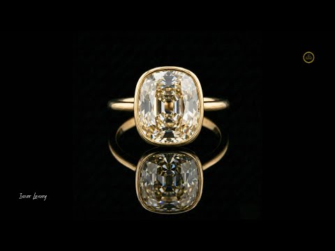 Cushion Rose Cut Lab Diamond Bezel Solitaire Gold Ring