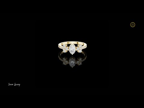 Side Floral Oval Lab Diamond Wedding Ring For Women