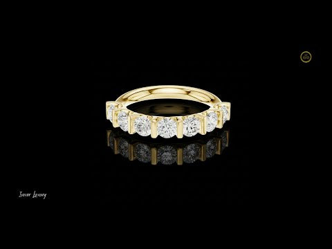 Half Eternity Round Moissanite Diamond Wedding Band