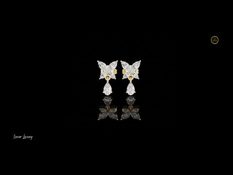 0.31 CT Modern Moissanite Pear Cut Butterfly Drop Diamond Earrings with Marquise Accents