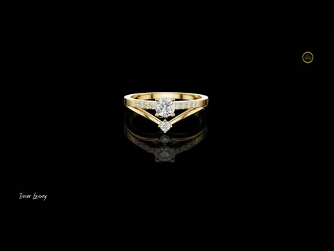 0.078 CT Stunning Glow V-Shaped Moissanite Diamond Ring with Round Center & Pavé Accents