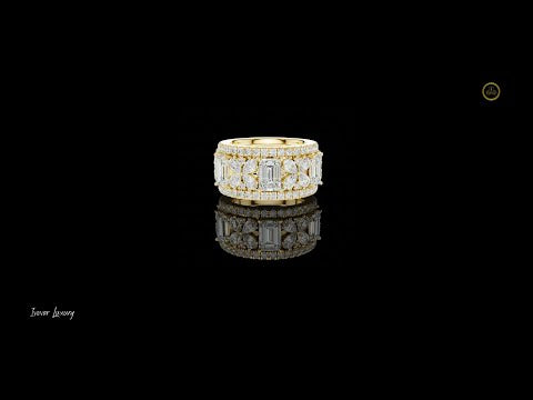 4.80 CT Majestic Wide Lab Diamond Band Featuring Emerald Cut Center Stones with Pear Floral Motifs