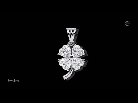 Floral Motif Lucky Charm Pendant with Heart Lab Grown Diamond