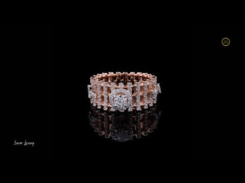 Round Lab Diamond Ladder Pave Statement Band