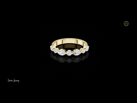 0.78 TCW Luna Crest Gold Marquise Cut Lab Grown Diamond Wedding Band For Her