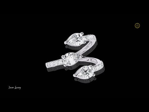 1.06 CT Affordable Radiant Trilogy Lab Created Pear Cut Diamond Ring For Cocktail Party