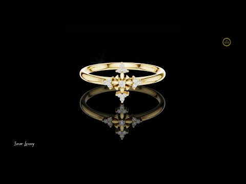 0.006 CT Petite Lab Grown Diamond Blossom Delicate Vintage Inspired Flower Ring Dainty Stackable Jewelry
