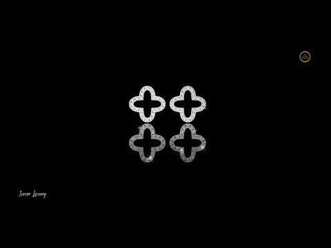0.24 TCW Handcrafted Geometric Elegance with Pave Round Moissanite Diamond Brilliance Eternal Clover Stud Earring