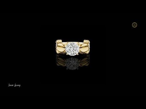 Round Solitaire Sculpted Split Shank Moissanite Ring
