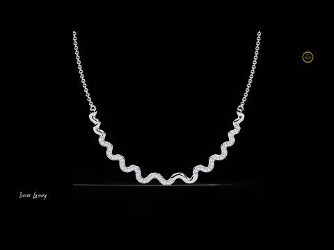 0.45 TCW Shiny Moissanite Diamond Necklace Elegant Curved Design with Sparkling Stones Modern Jewelry