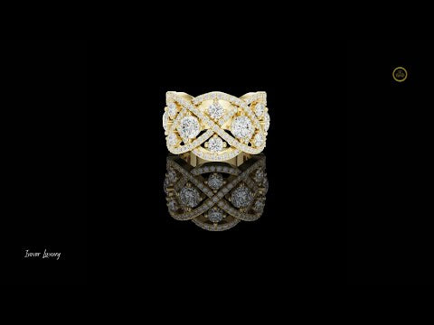 1.92 CT Stunning Interwoven Infinity Lab Grown Diamond Cluster Band with Multi Size Round Cut Stones