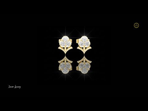 0.30 TCW Elegant Stem Motif Floral Clover Moissanite Diamond Earrings with Round Triple Diamond Cluster For Gift