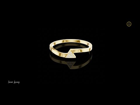 0.018 TCW Minimalist Triangle Pave Lab Grown Round Cut Diamond Geometric Stacking Ring