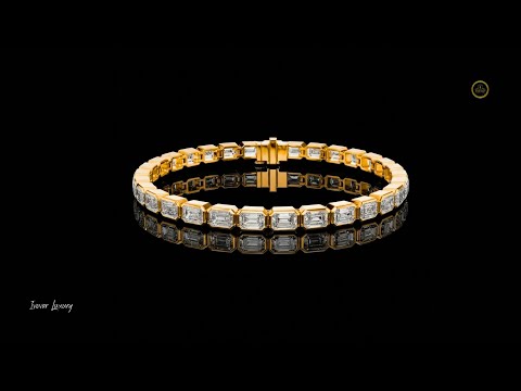 9.30 TCW Luxury Emerald Cut Lab Grown Diamond Tennis Bracelet with Bezel Set Gemstones