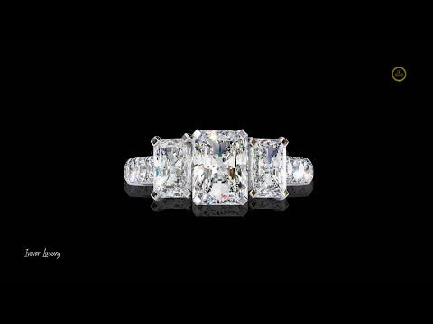 Radiant Lab Diamond Pave Band Ring For Her With Radiant Side Stone