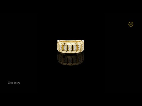0.32 TCW Classic Geometric Panel Design with Multi Row Pave Set Lab Grown Diamond Statement Wedding Ring