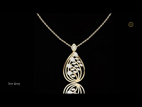 0.60 TCW Luxury Moissanite Diamond Nature Inspired Openwork Teardrop Pendant Openwork Leaf Design Jewelry Gift for Her