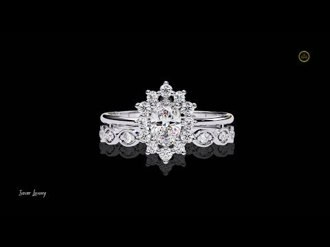 0.36 CT Elegant Lab Grown Diamond Oval Cut Floral Halo Ring Gift for Her Every Moments