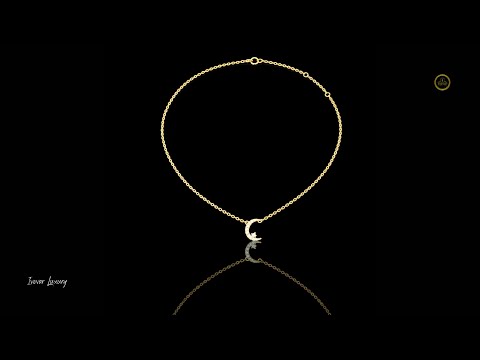0.21 TCW Crescent Moon Lab Diamond Round Cut Pendant in Gold with Pave Accents For Gift