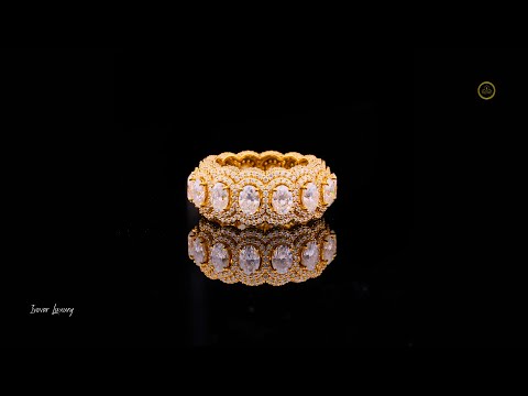 Oval Halo Cut Lab Grown Diamond Full Eternity Statement Band Ring