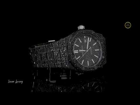 Bold Full Iced Out Black Diamond Watch with Pavé Dial & Black Diamond Bezel