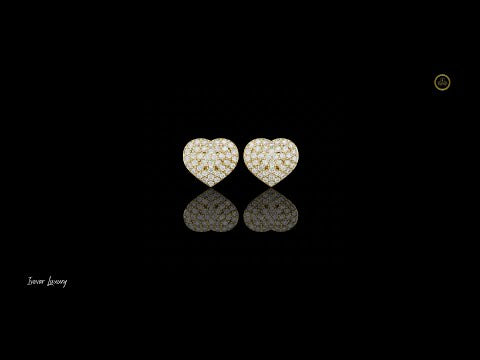 0.33 TCW Romantic Heart Shape With Round Moissanite Diamond Stud Earrings with Pavé Brilliance