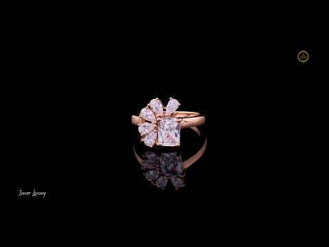 Radiant Cut Floral Pear Lab Diamond Cluster Engagement Ring