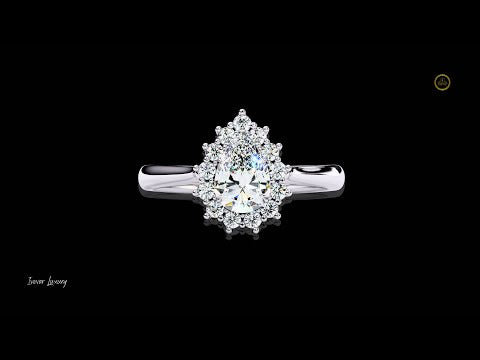 0.35 CT Pear Halo Lab Grown Diamond Engagement Ring Elegant Teardrop Sparkle by Ivevar Luxury