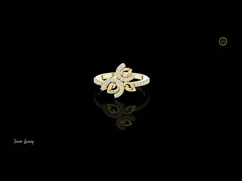 Nature Inspire Leaf Moissanite Diamond Ring With Pave Band