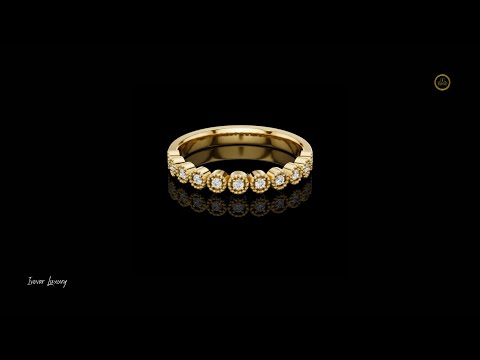 Round Bezel Set Diamond Station Lab Wedding Band
