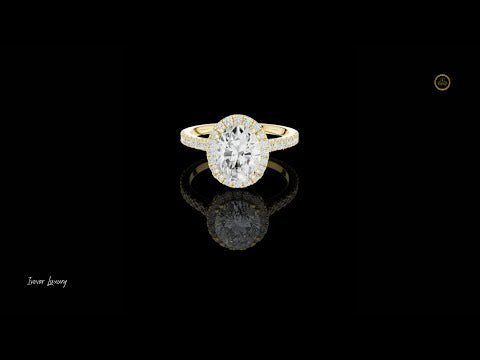 2.00 CT Classic Oval Halo with Pave Moissanite Diamonds Luxury Bridal Engagement Ring Fine Jewelry