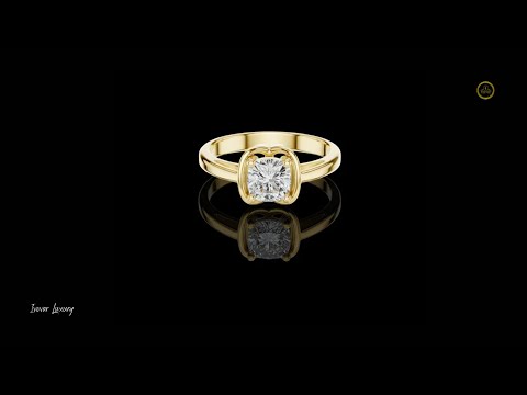 0.77 TCW Timeless Cushion Cut Lab Grown Diamond Solitaire Ring with unique Bezel Setting